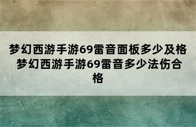 梦幻西游手游69雷音面板多少及格 梦幻西游手游69雷音多少法伤合格